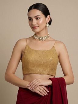 SALWAR STUDIO - Women'S Gold Shoulder Straps Embellished Padded Blouse