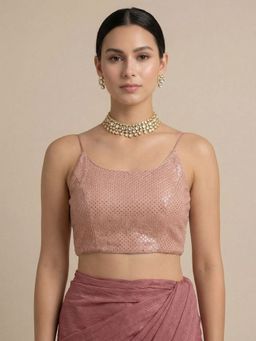 SALWAR STUDIO - Women'S Pink Shoulder Straps Embellished Padded Blouse