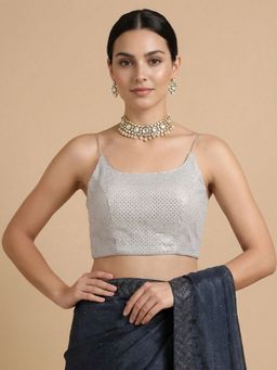 SALWAR STUDIO - Women'S Silver Shoulder Straps Embellished Padded Blouse