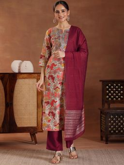 Libas - Red Silk Blend Printed Kurta Sets for Women