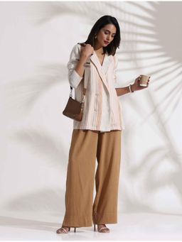 trueBrowns - Beige Cotton Stripes Co-Ord (Set of 2)