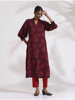 trueBrowns - Purple Floral Print Kurta with Pant (Set of 2)