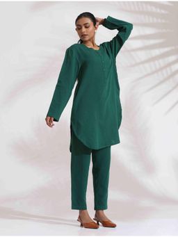 trueBrowns - Green Cotton Kurta with Pant (Set of 2)