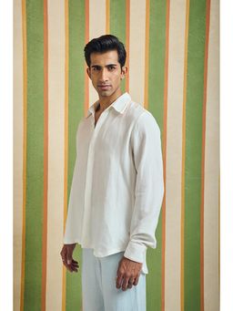 Orthodox - Rear White Cotton Linen Crest Shirt