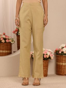 Libas - Beige Solid Relaxed Fit Pant