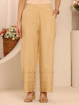 Libas - Beige Embroidered Hem Palazzo