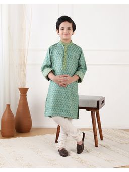 Fabindia - Green Viscose Blend Hand Block Printed Kurta