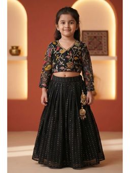 Lagorii - Black Embroidered Lehenga With Choli