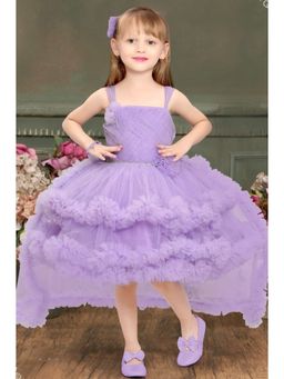 Lagorii - Purple Sleeveless Stone And Floral Embellished Tail Back Dress