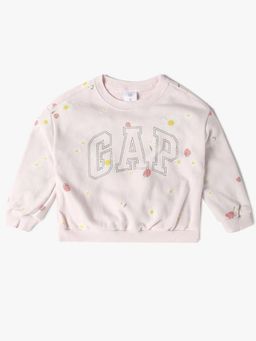 GAP - Girls Pink Logo Print Loose Crew Sweatshirt