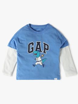 GAP - Boys Blue Graphic Print Regular Round Neck T-Shirt