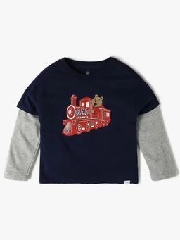 GAP - Boys Navy Blue Graphic Print Relaxed T-Shirt