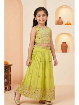 Lagorii - Lime Green Embroidered Lehenga With Choli