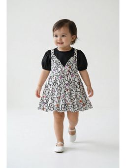 Bella Moda - White Cotton Puff Sleeve Floral Print Fit And Flare Dress