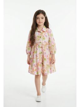 Bella Moda - Cotton Multi-Color Floral Printed Tiered Dress