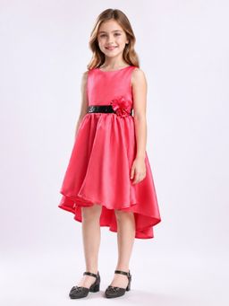 Toy Balloon Kids - Pink High-Low Floral Party Dress For Girls