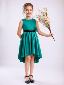 Toy Balloon Kids - Sea Green High-Low Floral Party Dress For Girls