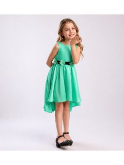 Toy Balloon Kids - Sea Green High-Low Floral Party Dress For Girls
