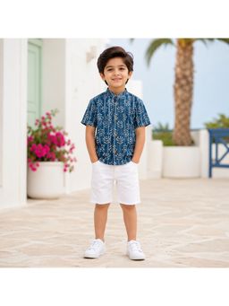 The Magic Wand - Blue Cotton Half Sleeves Stripe Printed Shirt