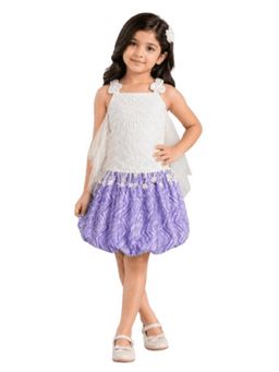 TWISHA - Girls Sleeveless Embroidered Top With Printed Skirt
