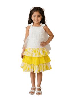 TWISHA - Girls Sleeveless Embroidered Top With Printed Skirt
