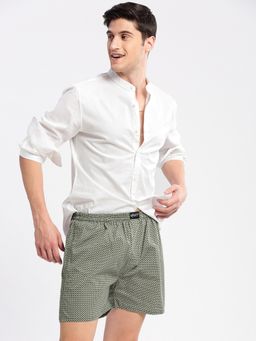 SHOWOFF - Men's Printed Cotton Olive Boxer