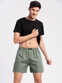 SHOWOFF - Men's Printed Cotton Green Boxer