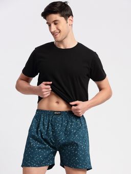 SHOWOFF - Men's Printed Cotton Teal Boxer