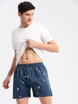 SHOWOFF - Men's Printed Cotton Teal Boxer