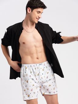 SHOWOFF - Men's Printed Cotton White Boxer