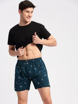 SHOWOFF - Men's Printed Cotton Teal Boxer