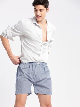 SHOWOFF - Men's Printed Cotton Blue Boxer