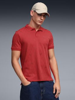 Puma - Men's Red Jacquard Slim Polo T-Shirt