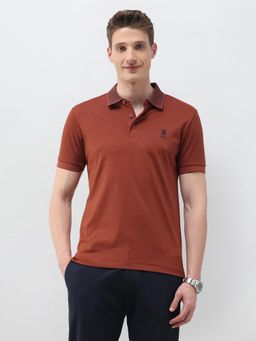U.S. POLO ASSN. - Men's Rust Solid Slim Fit Polo Shirt