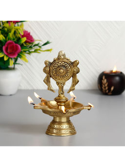 eCraftIndia - Chakra Handcrafted Brass Diya With 5 Wicks
