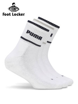 Puma - Unisex White Solid Socks (Pack of 3)