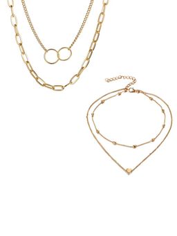 Jewels Galaxy - Jewellery For Women Gold-Plated Layered Necklace (Set of 2)