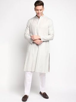 Devoiler - Men Casual Grey Cotton Kurta