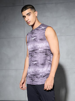 Technosport - Men Purple Technocool Printed Slim Fit Round Neck Sports Innerwear Vest