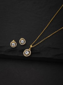 Carlton London - Women Gold CZ Jewellery Set