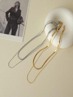 AQUASTREET - Pack of 2 Gold, Silver Double Layer Snake Chain, Anti-Tarnish Stainless Steel Jewelry