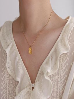 AQUASTREET - 18K Plated Square Butterfly Pendant Necklace, Anti-Tarnish Stainless Steel Jewelry