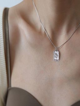 AQUASTREET - Silver Plated Square Butterfly Pendant Necklace, Anti-Tarnish Stainless Steel Jewelry