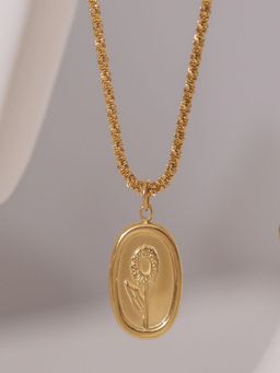 AQUASTREET - 18K Plated Blossom Sunflower Pendant Necklace, Anti-Tarnish Stainless Steel Jewelry