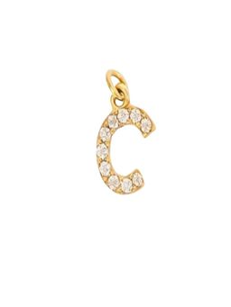 AQUASTREET - 18K Gold Plated Zircon Initial Letter C Charms for Necklace, Anti-Tarnish Jewelry