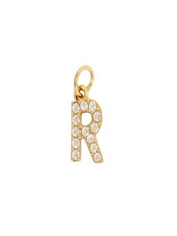 AQUASTREET - 18K Gold Plated Zircon Initial Letter R Charms for Necklace, Anti-Tarnish Jewelry