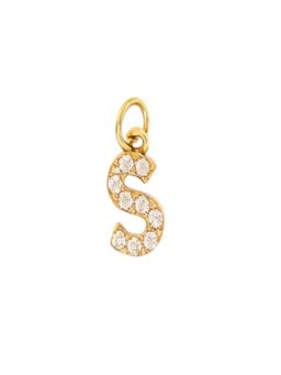 AQUASTREET - 18K Gold Plated Zircon Initial Letter S Charms for Necklace, Anti-Tarnish Jewelry