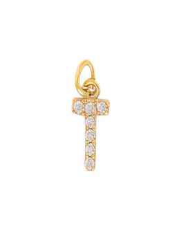 AQUASTREET - 18K Gold Plated Zircon Initial Letter T Charms for Necklace, Anti-Tarnish Jewelry