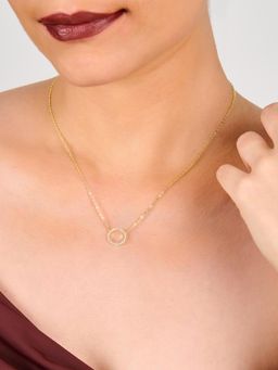 AQUASTREET - 14K Gold-Plated Zircon Circle Pendant Necklace, Anti-Tarnish Copper Jewelry