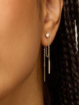 AQUASTREET - 14K Gold Plated Double Layered Ear Chain Earrings